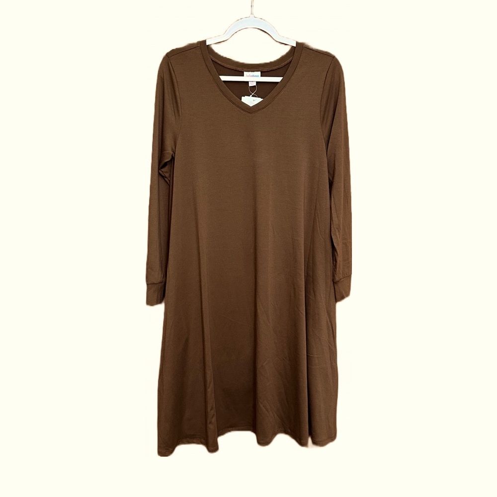 LuLaRoe Emily Dress Size S Brown with Pockets